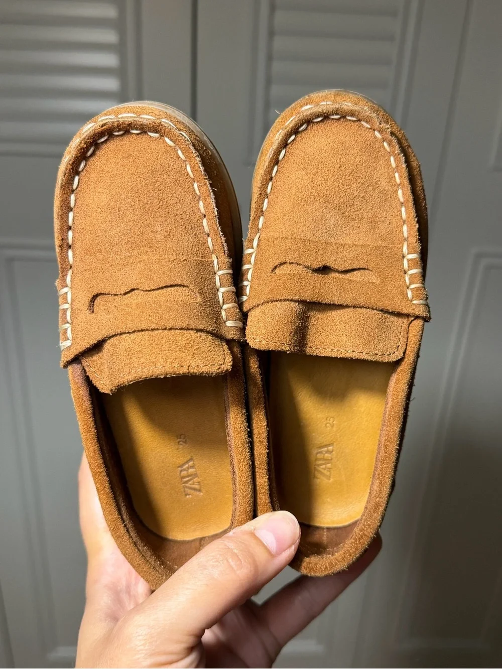 Zara Kids Brown Suede Penny Loafers